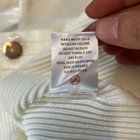 NWT Alexia Admor | Ivory Gemma Knit Long Sleeve Gold Button Stretch Mini Dress S - Picture 12 of 12